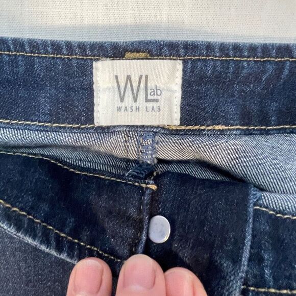 Wash Lab Blue Classic Denim Daily Front Slit Pencil Midi Skirt Size 31 - Picture 3 of 9